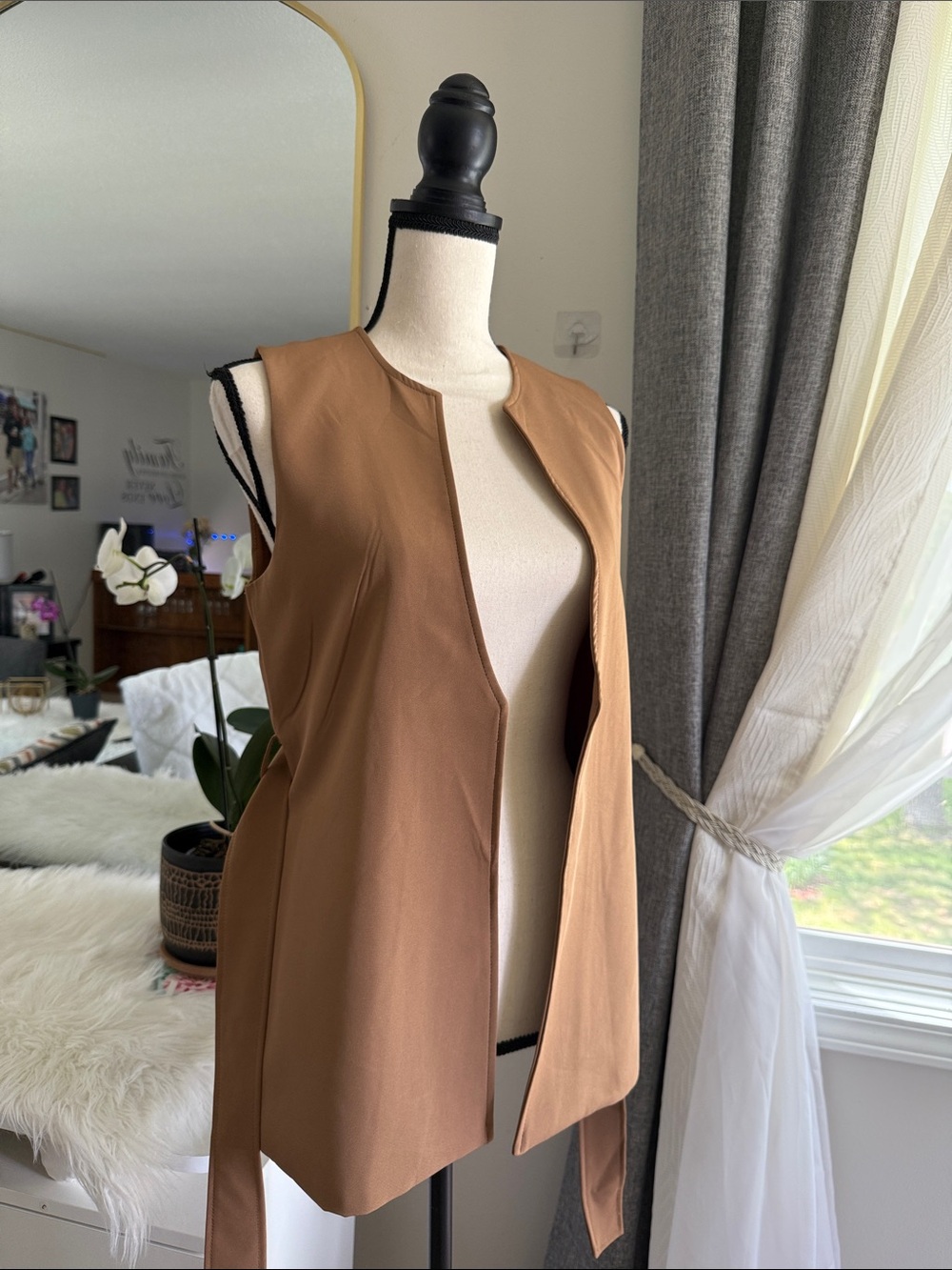 Sincerely Jules Camel Brown Sleeveless Long Vest